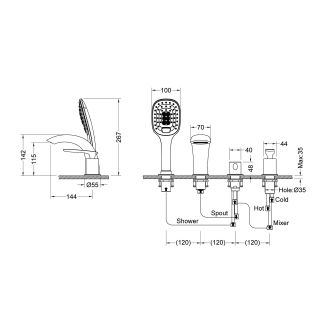Смеситель на борт ванны Timo Helmi чёрный 4020/03Y
